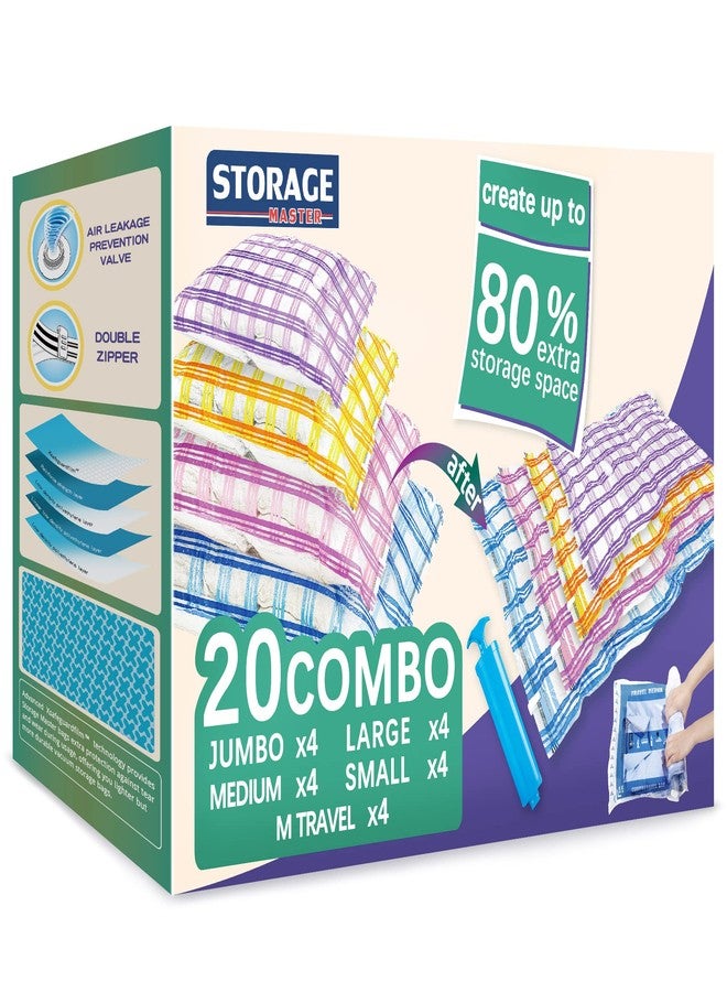 STORAGE MASTER 20 Pack Vacuum Storage Bags, Space Saver Bags Compression Storage Bags for Comforters and Blankets, Vacuum Sealer Bags for Clothes Storage (20C) - Image 1